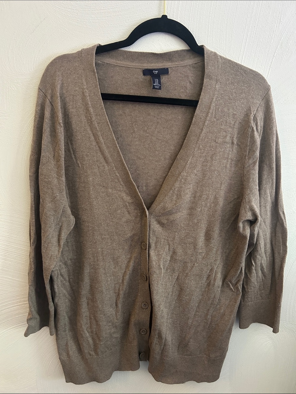 GAP Women's Brown V-Neck Button-Front Cardigan